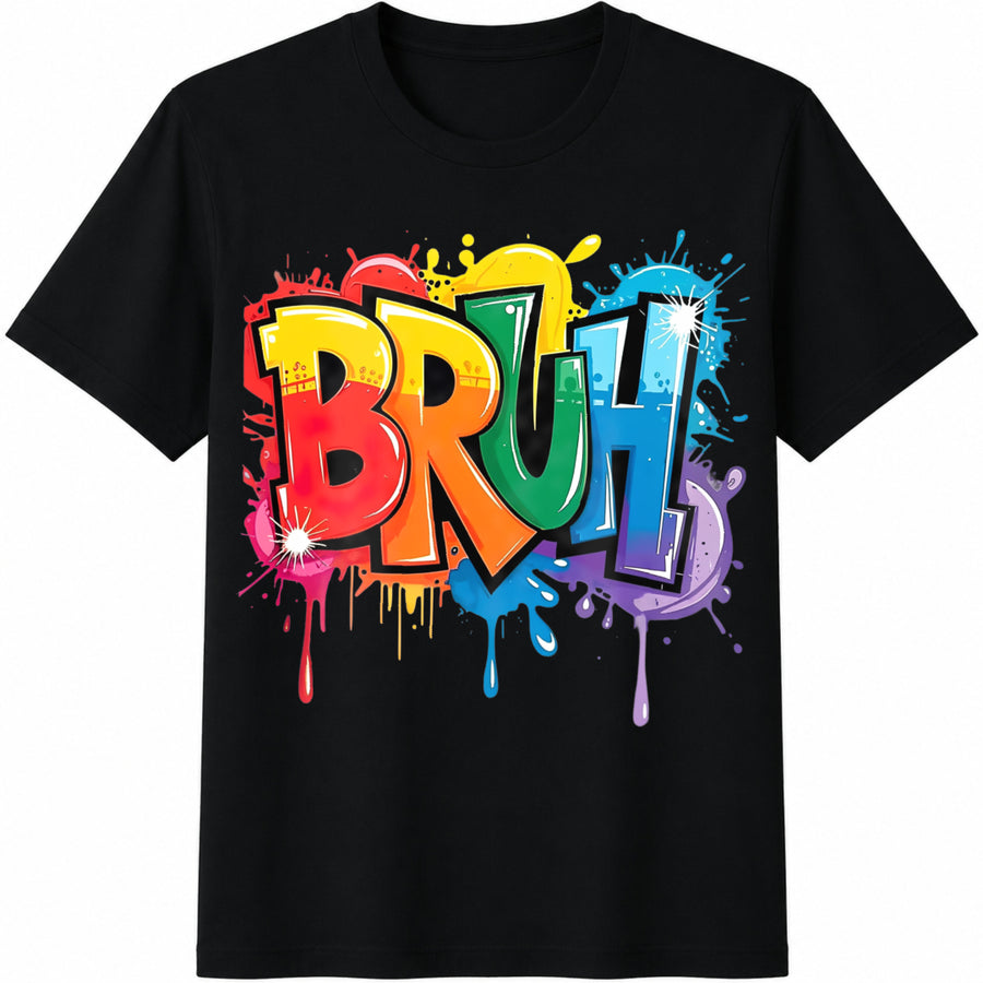 Teen Girls Graffiti Letter Cotton T-Shirt in Black