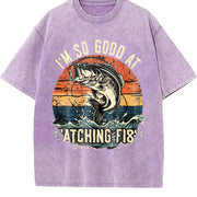I'm So Good at Catching Fish Vintage Washed T-Shirt in Purple