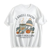 I Smell Snow Gilmore Girls Christmas Cotton T-Shirt in White