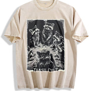 Trash Cult Raccoon Tarot Sleeveless Tank Vintage Washed T-Shirt in Beige