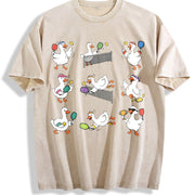 Goose Pickleball Geese Playing Pickleball for Team Vintage Washed T-Shirt in Beige