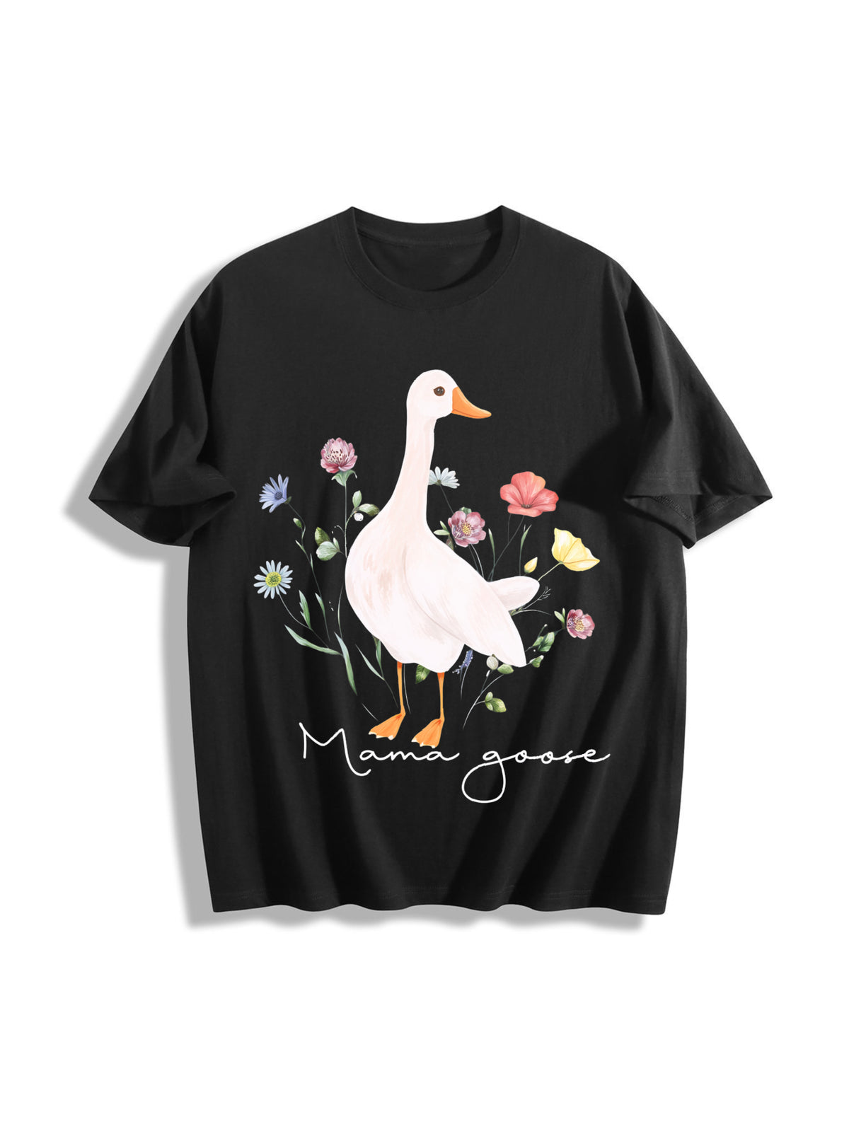 Mama Goose Silly Goose Cotton T-Shirt in Black