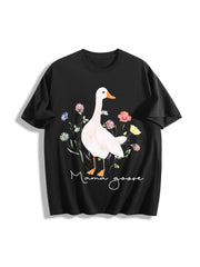 Mama Goose Silly Goose Cotton T-Shirt in Black