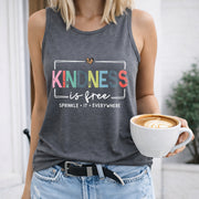 Kindness Is Free Sprinkle It Everywhere Women's Color Cotton Tank Top in Gray