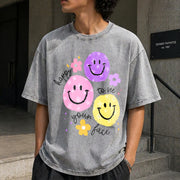 Teacher Happy to See Your Face Vintage Washed T-Shirt in Gray