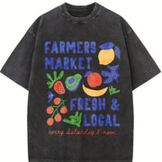 Stylish Retro Urban Vintage Washed T-Shirt in Black