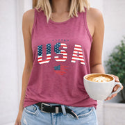 A Vest the Theme of Independence Day in the United States Women's Color Cotton Tank Top in Red