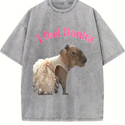 Princess Capy - I feel Bonita - Sparkly and Cute - vintage washed oversized T-shirt in Gray