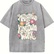 Motherhood Is Kingdom Work Vintage Washed T-Shirt in Gray