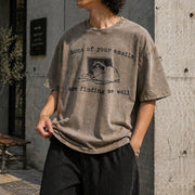 None of Your Emails Vintage Washed T-Shirt in Brown