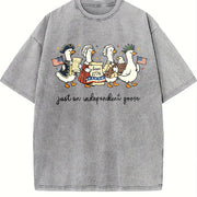 Silly Goose for 4th of July Vintage Washed T-Shirt in Gray