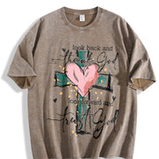 Back and Thank God, Move Forward and Trust God Vintage Washed T-Shirt in Brown