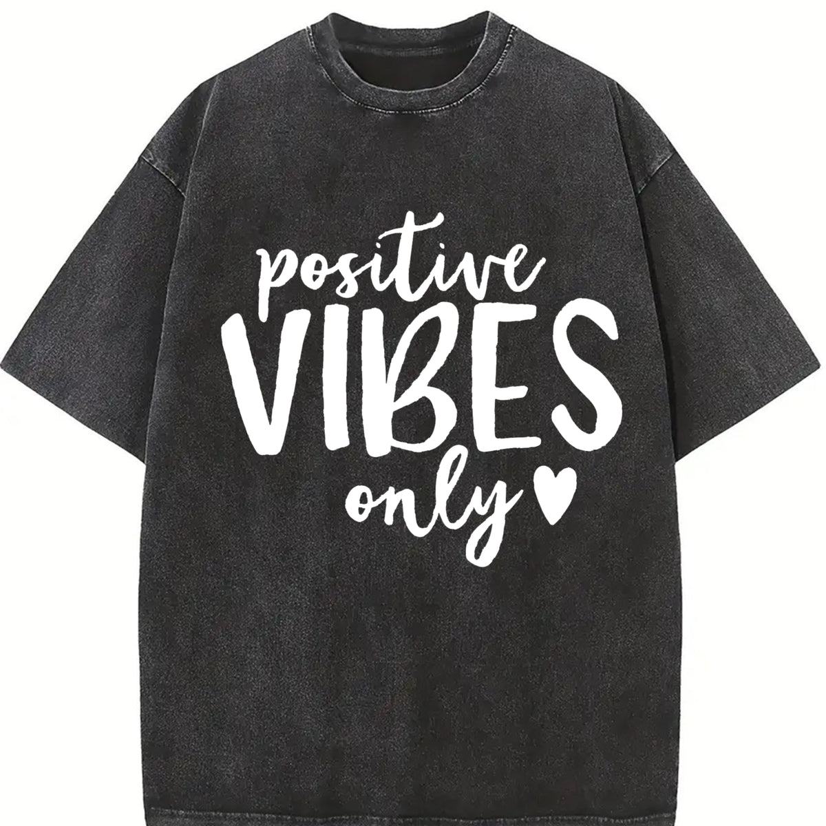 Positive Vibes Only Good Vibes Only Positive Vibes Only Vintage Washed T-Shirt in Black