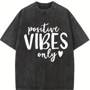Positive Vibes Only Good Vibes Only Positive Vibes Only Vintage Washed T-Shirt in Black