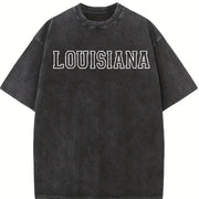 Louisiana Fan College Student Vintage Washed T-Shirt in Black