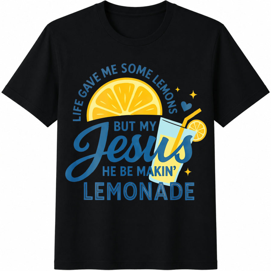 Life Gave Me Some Lemons Cotton T-Shirt in Black