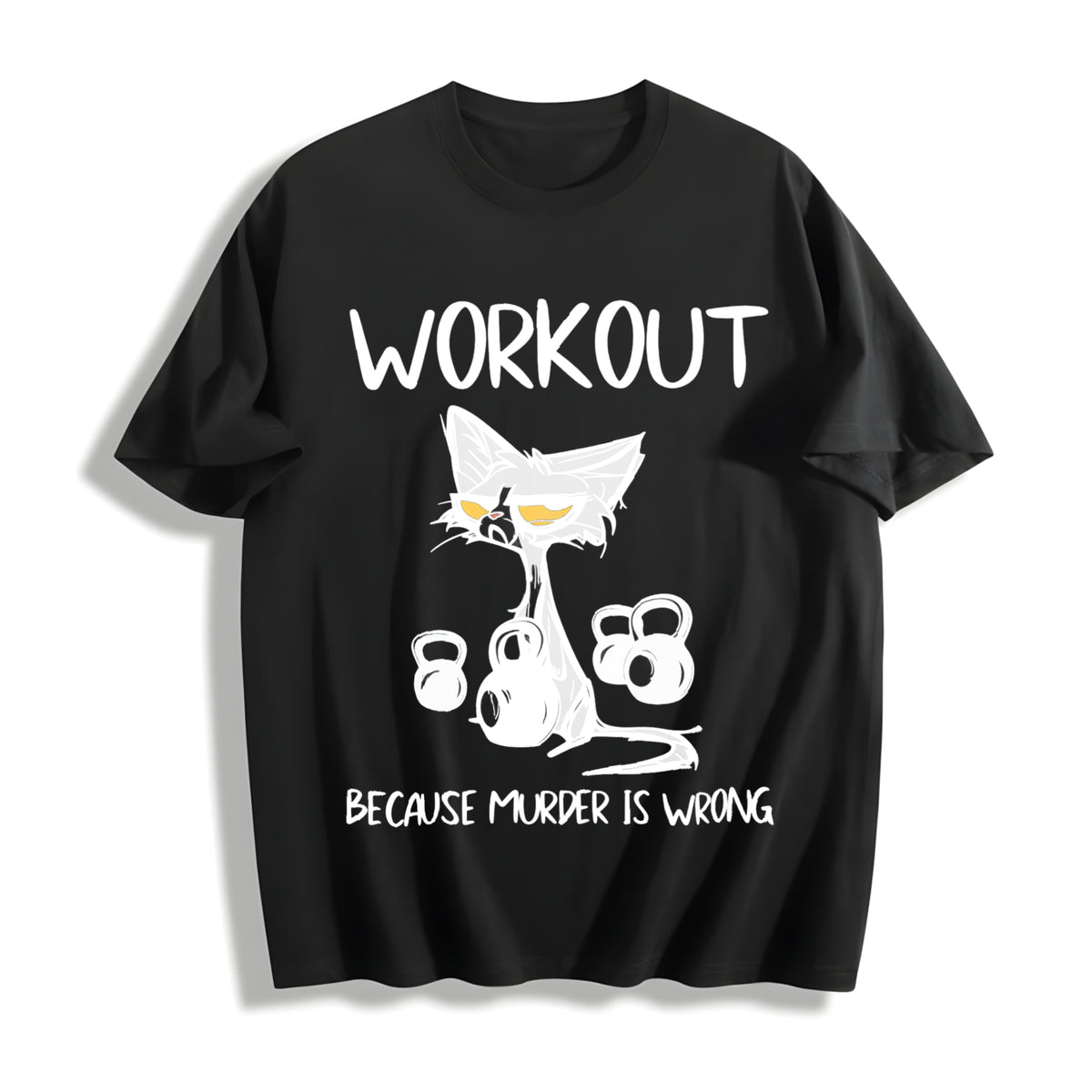 Animal Workout Fitness Suspended Pot Cat 1pc Cotton T-Shirt in Black