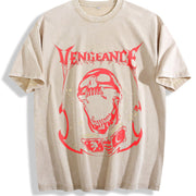 Vengeance Skull Vintage Washed T-Shirt in Beige