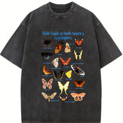 Lepidoptera Field Guide 90s Vintage Washed T-Shirt in Black