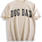 Dog Dad for Fathers Day Dog Lover Vintage Washed T-Shirt in Beige