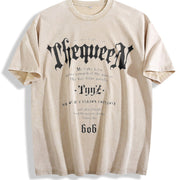 1 Pcs Heavy Adorable Vintage Washed T-Shirt in Beige