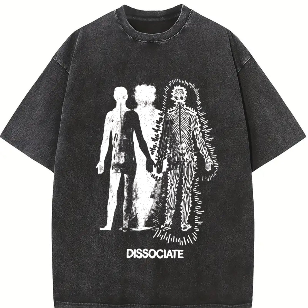 With Dissociate Dissociative Portrait Vintage Washed T-Shirt in Black