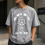 1990s Gym Authentic Retro for 90s & Athleisure Vintage Washed T-Shirt in Gray