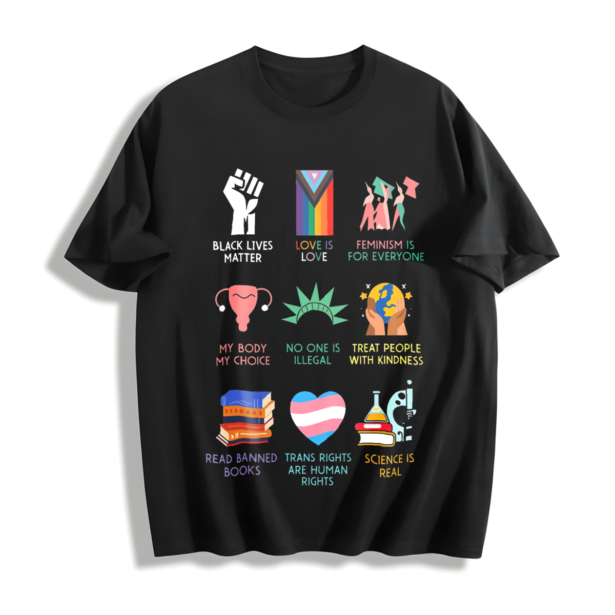Big Fan of Human Rights! # AbolishIce # IceOut # Cotton T-Shirt in Black
