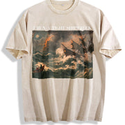 Homeschool Mama I Run a Tight Shipwreck Vintage Washed T-Shirt in Beige