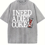 1 Retro with the Words 'I Need a Diet Choke' Vintage Washed T-Shirt in Gray