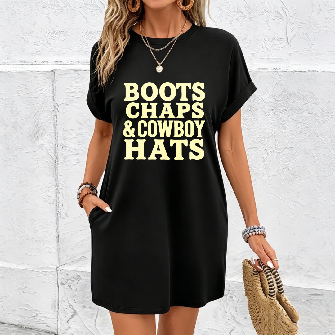 Spring and Black Off-shoulder Dress Cotton T-Shirt in Black