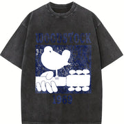Woodstock 1969 in Polyester with Medium Stretch Animal vintage washed oversized T-shirt in Black