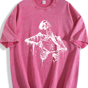 Skeleton Ripping Rip Cage 90s Vintage Washed T-Shirt in Red