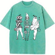 Halloween Spooky Girl Squad Vintage Washed T-Shirt in Blue