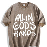 All in God's Hands Faith Vintage Washed T-Shirt in Brown
