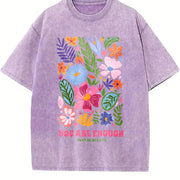 Black Semi-sheer with Positive Affirmation Lettering Vintage Washed T-Shirt in Purple
