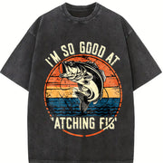I'm So Good at Catching Fish Vintage Washed T-Shirt in Black
