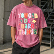 You Can Do Hard Things Teacher Vintage Washed T-Shirt in Red