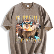 Smart Fella or Fart Smella 90s Vintage Washed T-Shirt in Brown