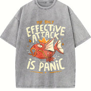 Effective Attack Is Panic vintage washed oversized T-shirt in Gray
