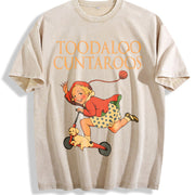 Sarcastic Retro Toodaloo Cuntaroos Vintage Washed T-Shirt in Beige