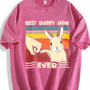 Happy Easter Best Bunny Mom Ever Vintage Washed T-Shirt in Red