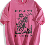 Western Cowgirl Clipart Vintage Washed T-Shirt in Red