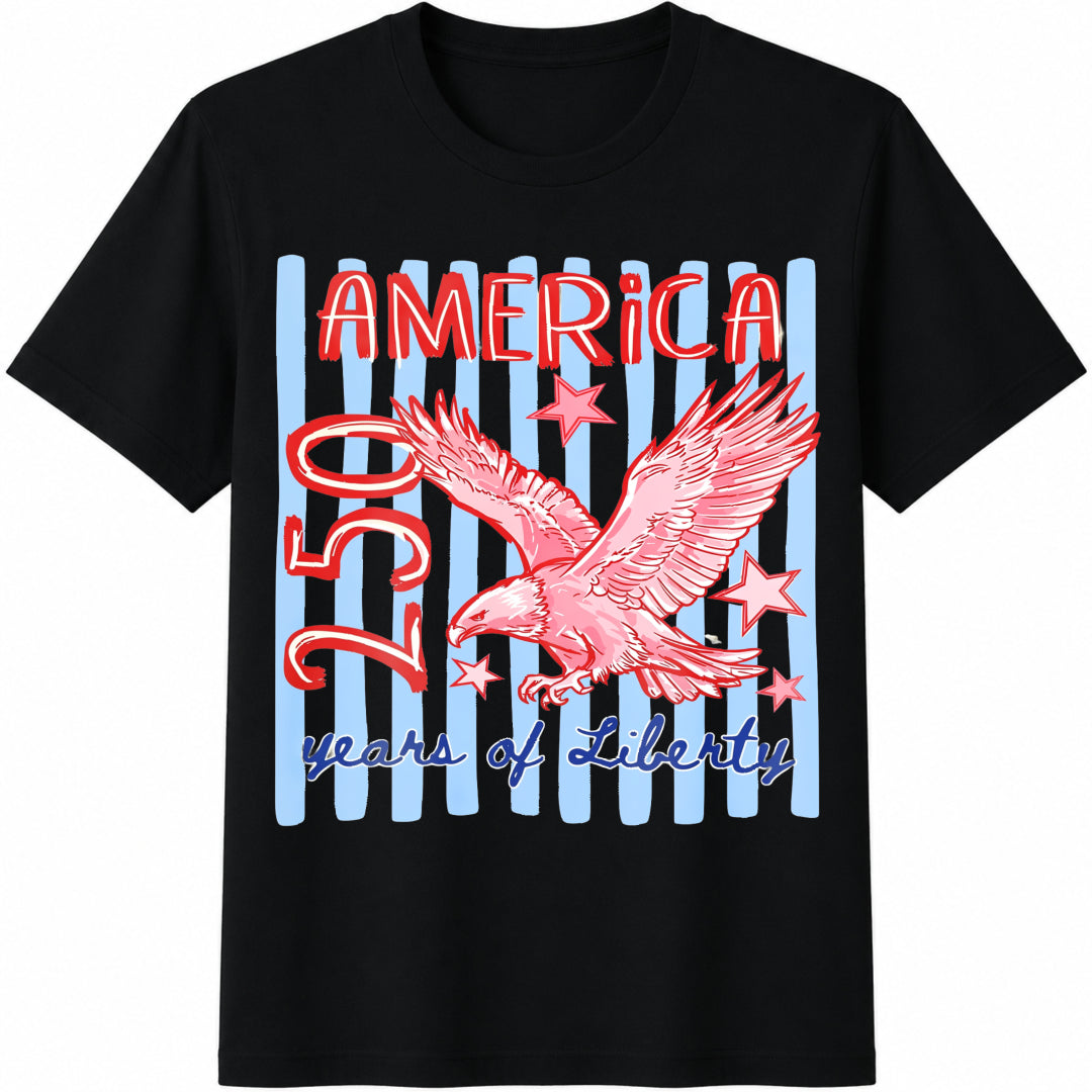 America 250 Years of Liberty Cotton T-Shirt in Black