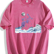 Distressed with Fun. Stylish Vintage Washed T-Shirt in Red