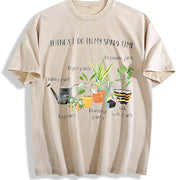 For Plant Parent Humor Vintage Washed T-Shirt in Beige