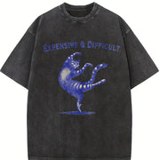 Retro Expensive and Difficult Dancing Cat 90s Vintage Washed T-Shirt in Black