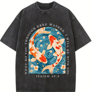 Christian Koi Patterned Vintage Washed T-Shirt in Black