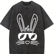 Popular Fashionable Letters Vintage Washed T-Shirt in Black