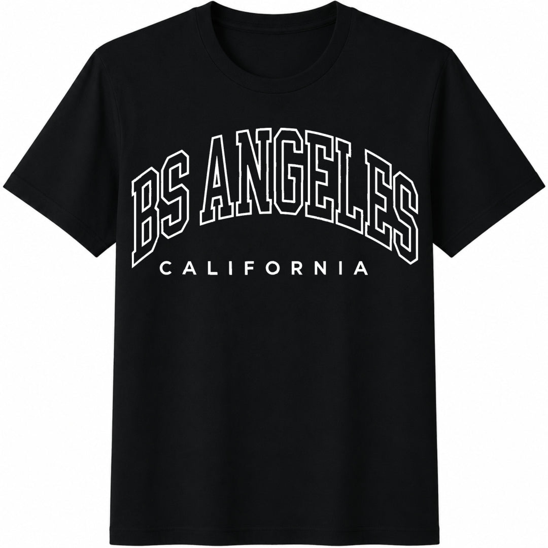 Flirla Los Angeles California Inspired Letter Cotton T-Shirt in Black